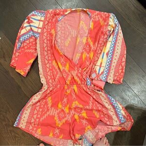 Tropical tribal print romper